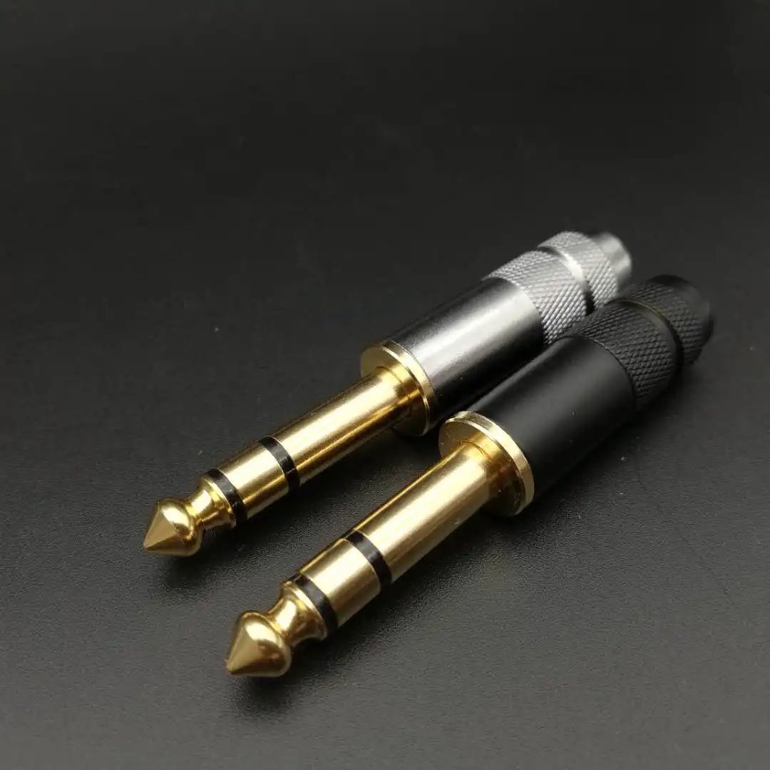 

1pc Audio Connector 6.5mm Audio Jack Aluminum alloy carbon fiber gold-plated Jack Wire Connector 4 Pole Stereo Headset Plug