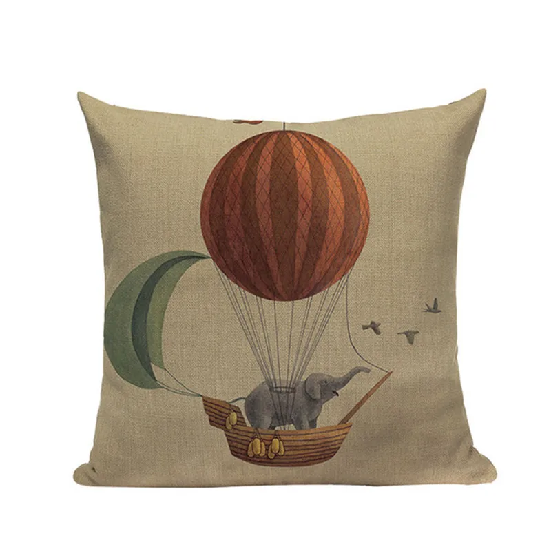 Hot Air Balloon Pillow Linen Cushion Decorative Pillows Christmas Decor Throw For Home 45*45cm Almofada Cojines | Дом и сад