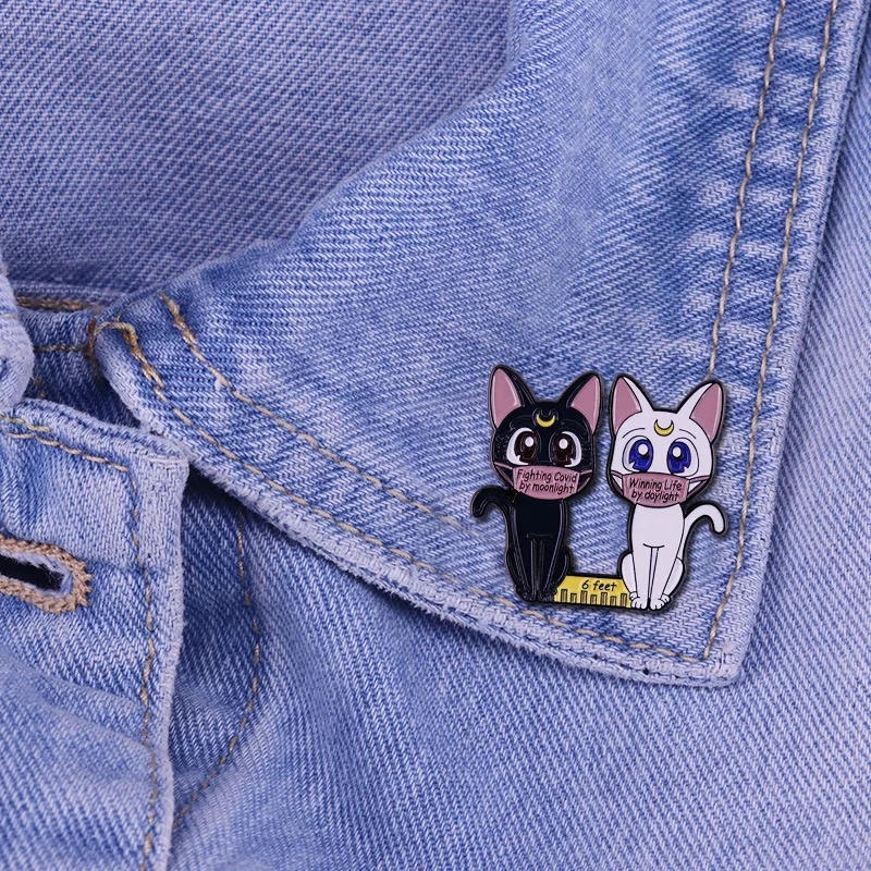 Аксессуары для влюбленных Аниме Черная Кошка Луна и белая кошка маска мультяшная