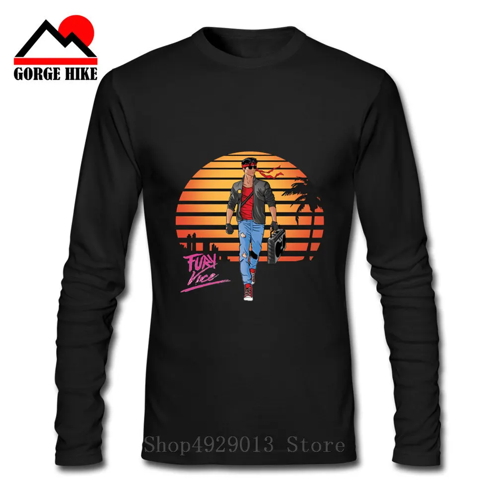 Лидер продаж Кунг Фьюри Горячая линия Майами 80s закат Футболка Повседневная