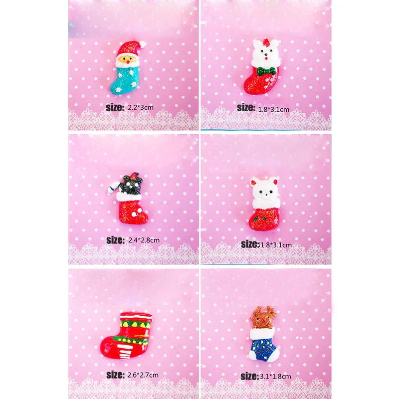 

20 PCS Christmas Decoration Socks Santa Claus Xmas Tree Jingle Bell Resin Ornament DIY BM88
