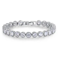 luxury 4mm round cz 925 sterling silver tennis bracelet bangles for women jewelry wedding valentines day gift s4785