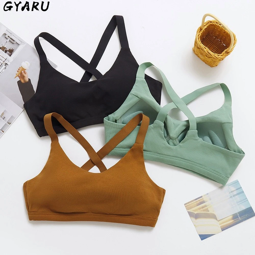 GYARU Women's Seamless Bra No Pad Brassiere Underwear Chest Sleep Yoga Sports Bra Vest Big Size Top Cotton Bralette Workout Top