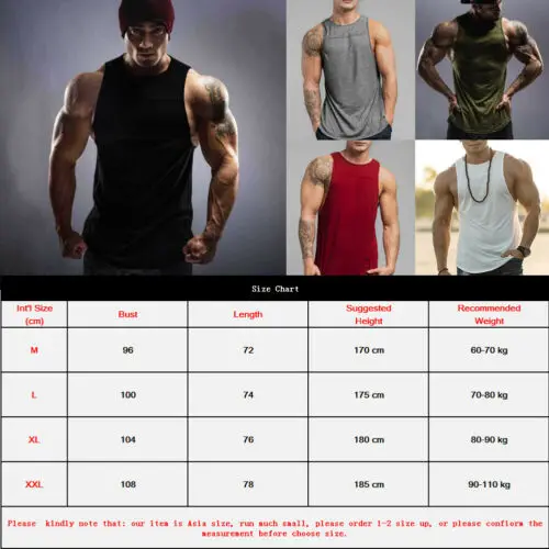 

Men Muscle Tank Top Shirts Cotton Sleeveless Gym Tee workout Casual A-Shirt Summer Solid Tees Clothing