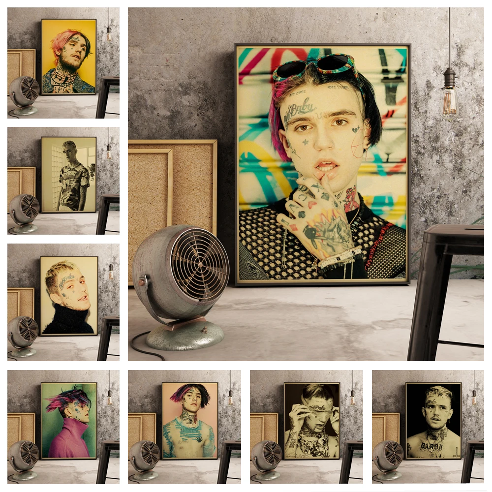 Американский в стиле хип хоп рэпер Lil Peep ретро домашний декор живопись Высокое