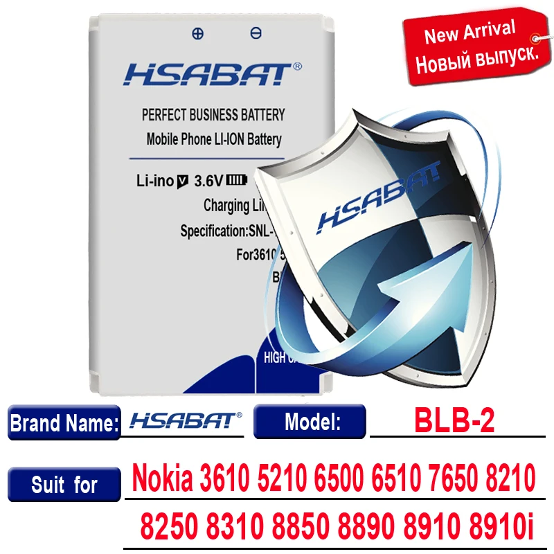 Аккумулятор HSABAT для Nokia 3610 5210 6500 6510 7650 8210 8250 8310 8850 8890 8910 1350 мАч|Аккумуляторы