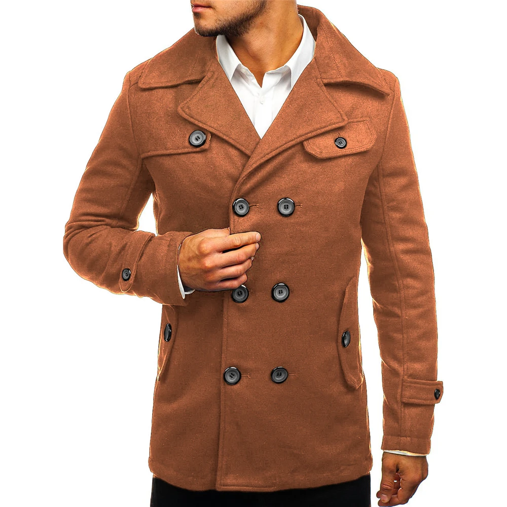 

Men's Coat Fall / Winter Warm Trench Coat Outside Button Coat Coat Jacket Casual Fashion High Quality Men's Coat Top