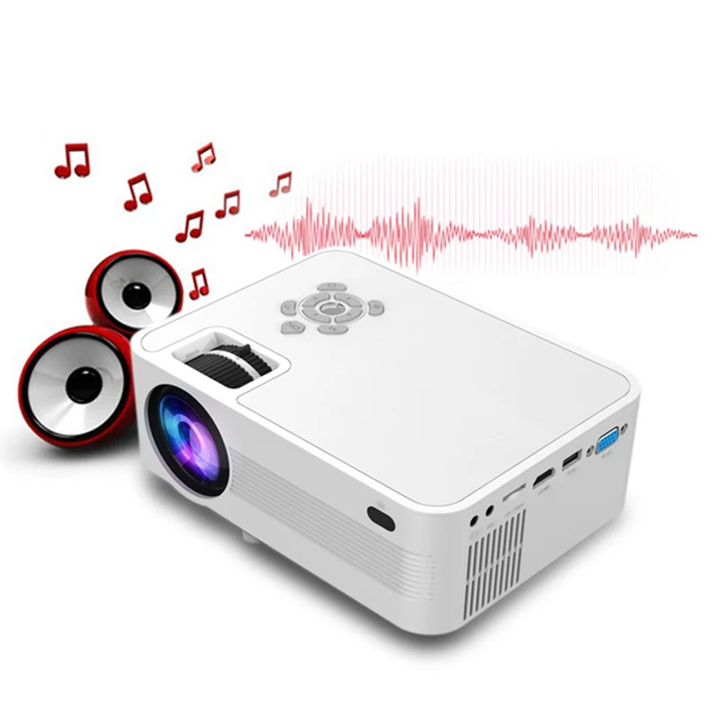 JVP600 Portable Home 1080P HD Projector LED System Media Player Cinema 3D TV US Plug |