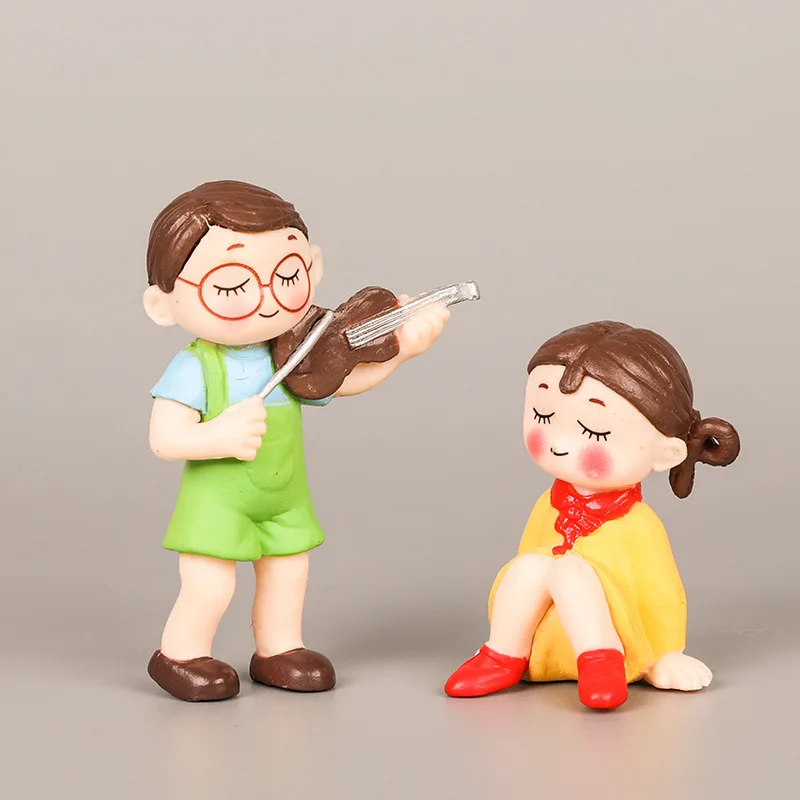 Украшение для торта счастливые детские статуи мальчиков и девочек 7 см ПВХ авто