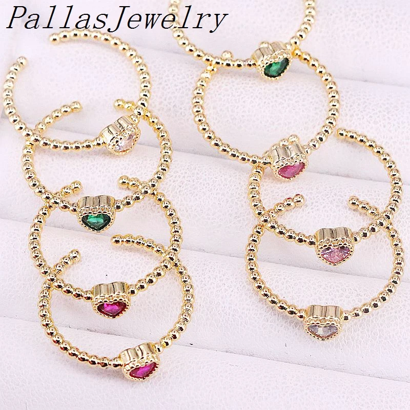 10 шт. модное Золотое романтическое милое Сердце CZ Кольцо на палец для женщин