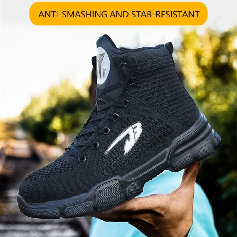 

Men Work Shoes Safety Boots Anti-smashing Puncture-Proof Steel Toe Cap Work Boots Winter Plush Warm Indestructible Working Shoes