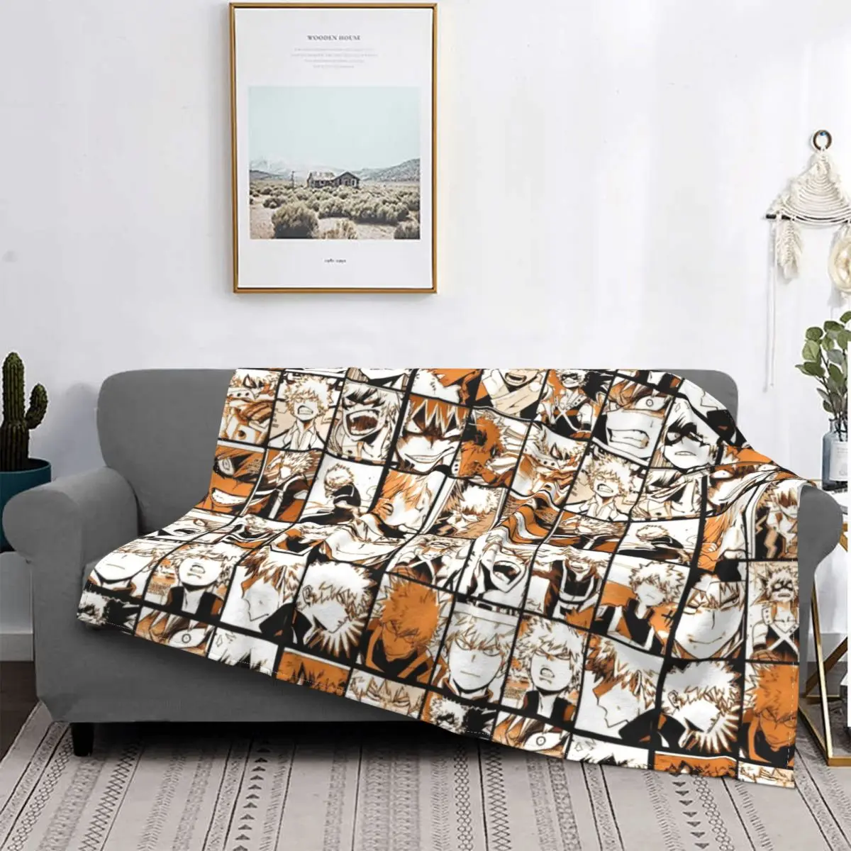 

My Hero Academia Bakugo Katsuki Collage Blankets Velvet Printed Unisex Throw Blankets Bedspreads for Bedroom Couch