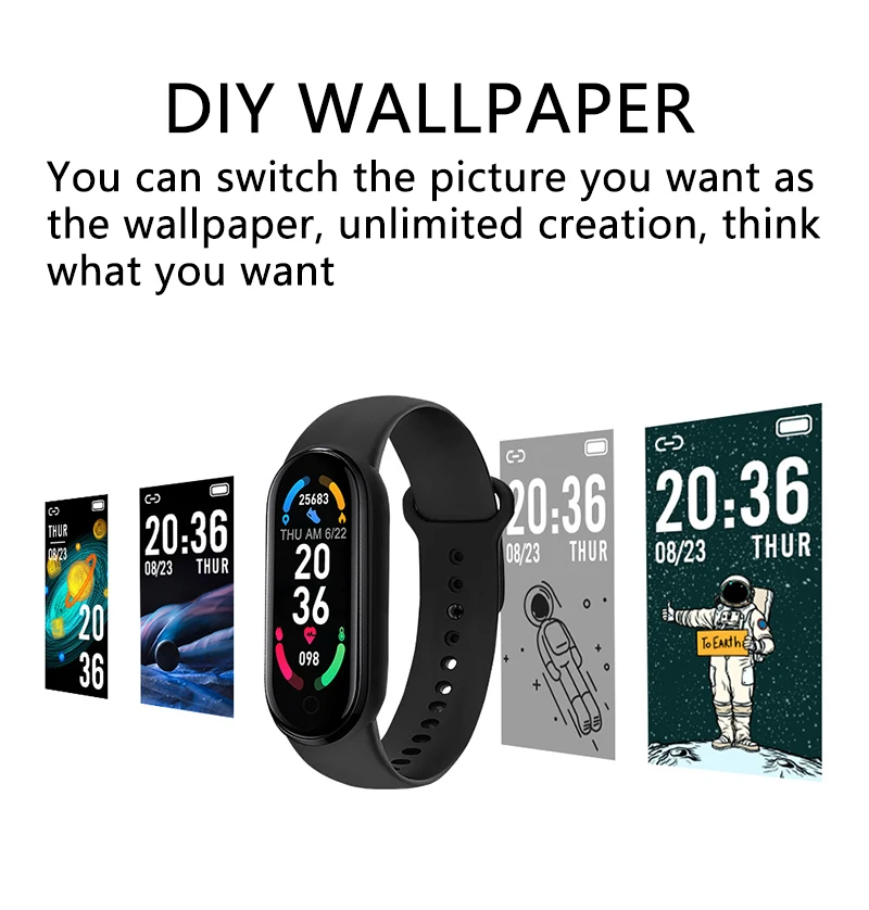 Smart Bracelet M6 Fitness Sleep Tracker Band Heart Rate Pedometer SmartWatch Sport Watch For Xiaomi Iphone AndroidMen Women | Электроника