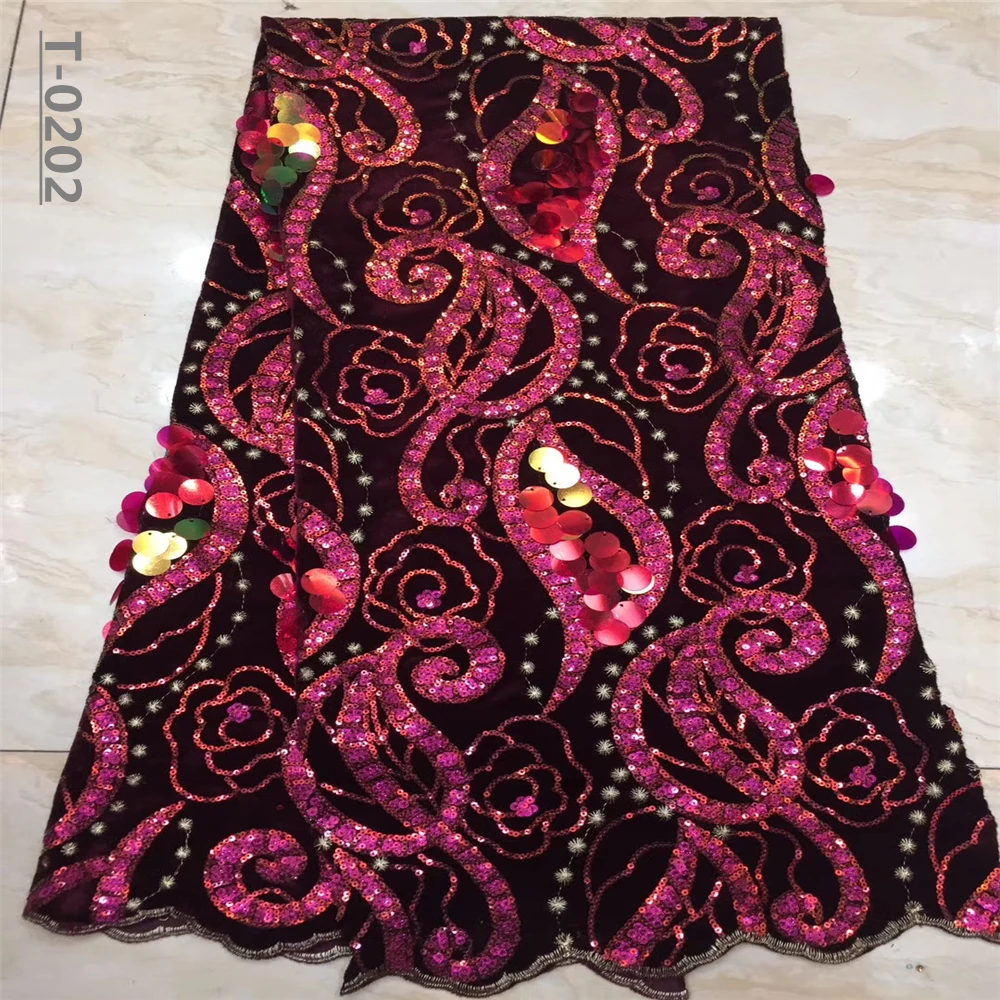 Африканская бархатная кружевная ткань с 3d блестками французская