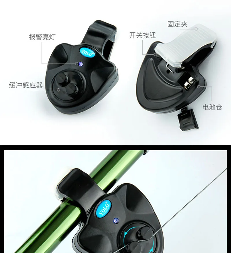 

Outdoor fishing rod fish bite alarm portable electronic buzzer, fishing rod alarm loud, day and night indicator,