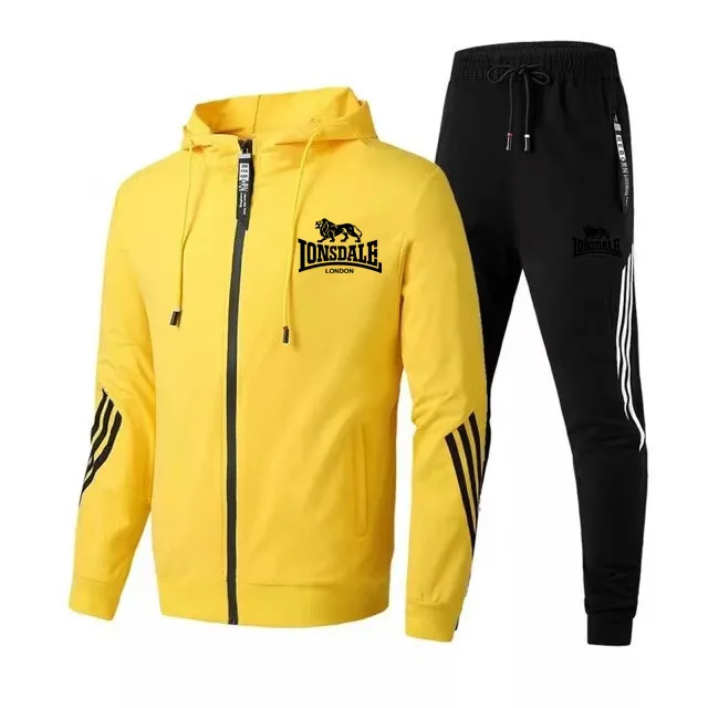 

Hoodie 2021 Men's Spring Autumn Sports Sets Casual Cotton Printed Zipped Jacket + Pants Track Suit Brand clothes M-3XL