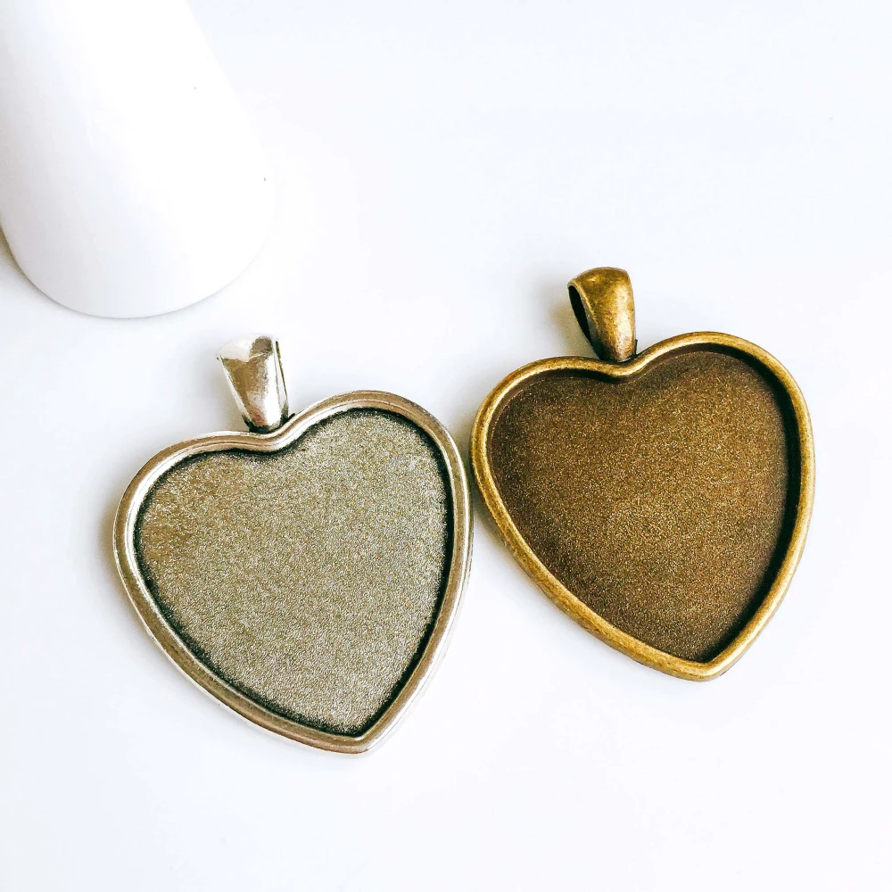 5 шт./лот 25 мм ожерелье с подвеской античная бронза серебряный цвет Кабошон Пустые