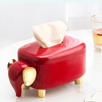 abs red elephant tissue box holder with automatic spring decorative tissue paper wipes case decorative tableware
