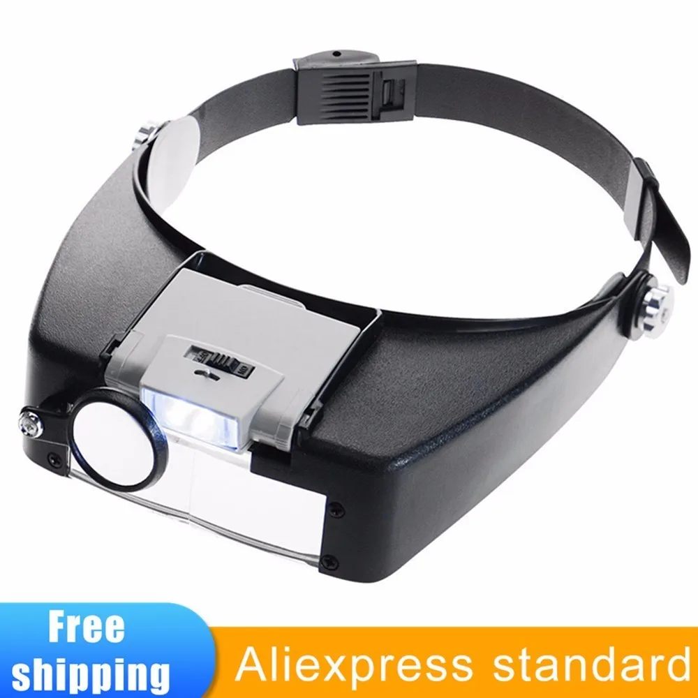 LED light 10X Helmet Style Magnifier Glass Headband Magnifying Glasses Lupas Con Luz Loupe Microscope Reading Repair Use
