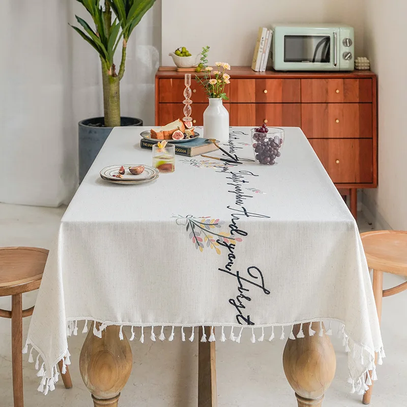 

CANIRICA Table Cloth Pastoral Table Cover Linen Tablecloths Mantel Blanco Rectangular Home Decor Kitchen Accessories Decoration