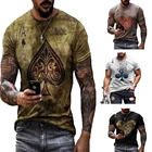 Мужская футболка с коротким рукавом, круглым вырезом и принтом в виде покера