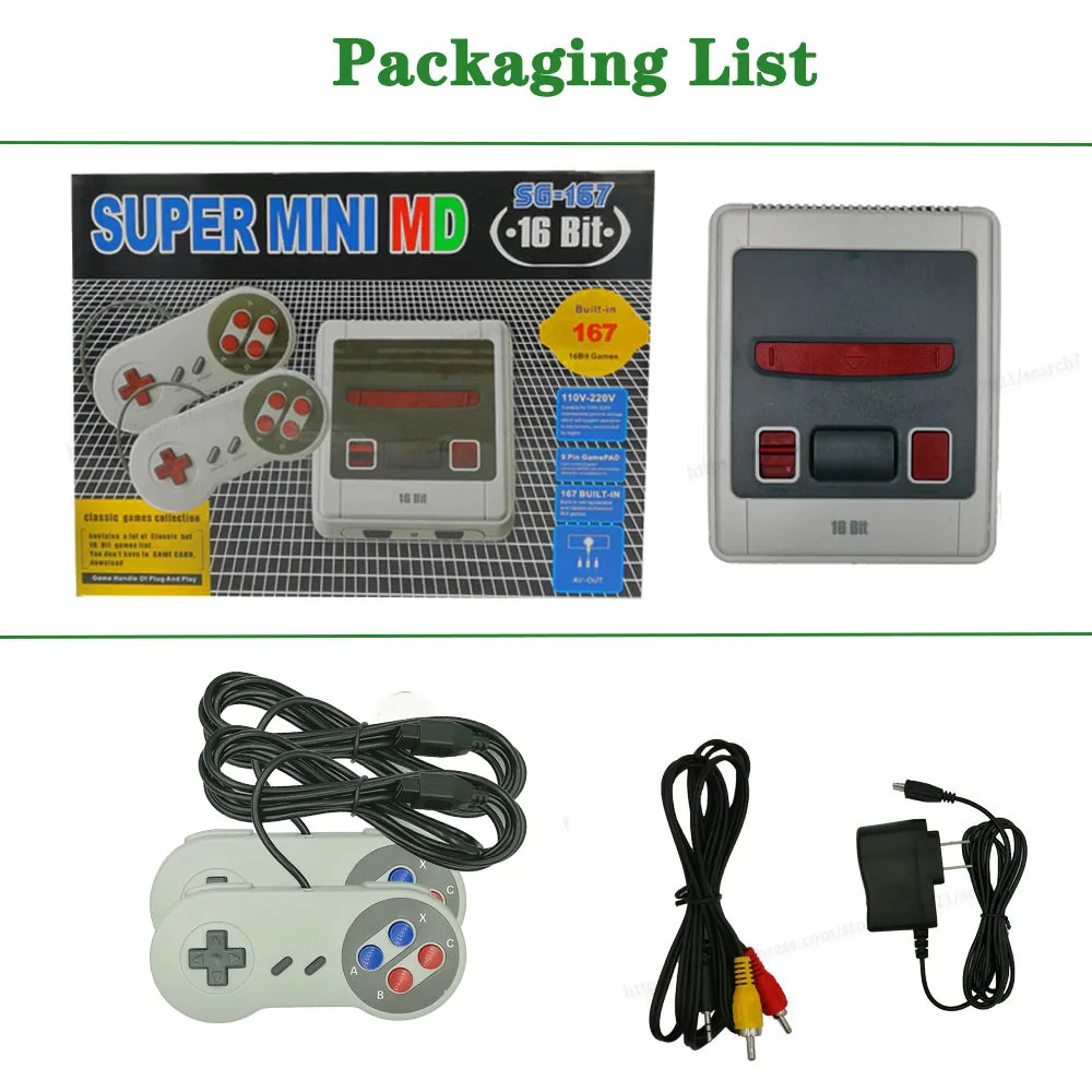 16 бит ретро мини видео игровая консоль 167 классические игры ТВ AV-out для MD Sega SG-167