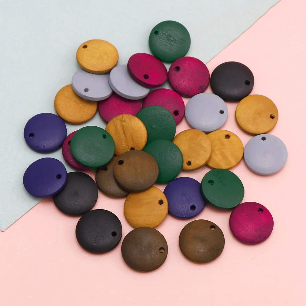 Круглые бусины из натурального дерева цветные ручной работы для изготовления