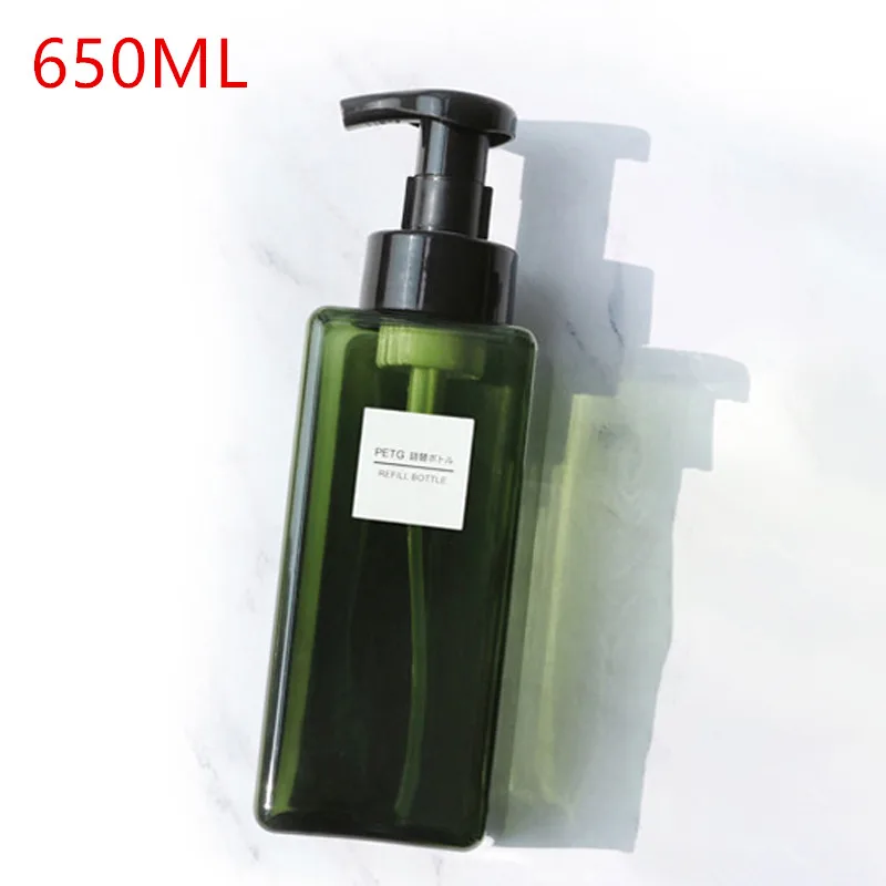 B Dark Green 250/450/650 мл дозатор мыла пены пенясь насос Пустые Квадратные бутылки Пластик путешествия прозрачная бутылка жидкости для геля для душа, пены насос - Цвет: B Dark Green