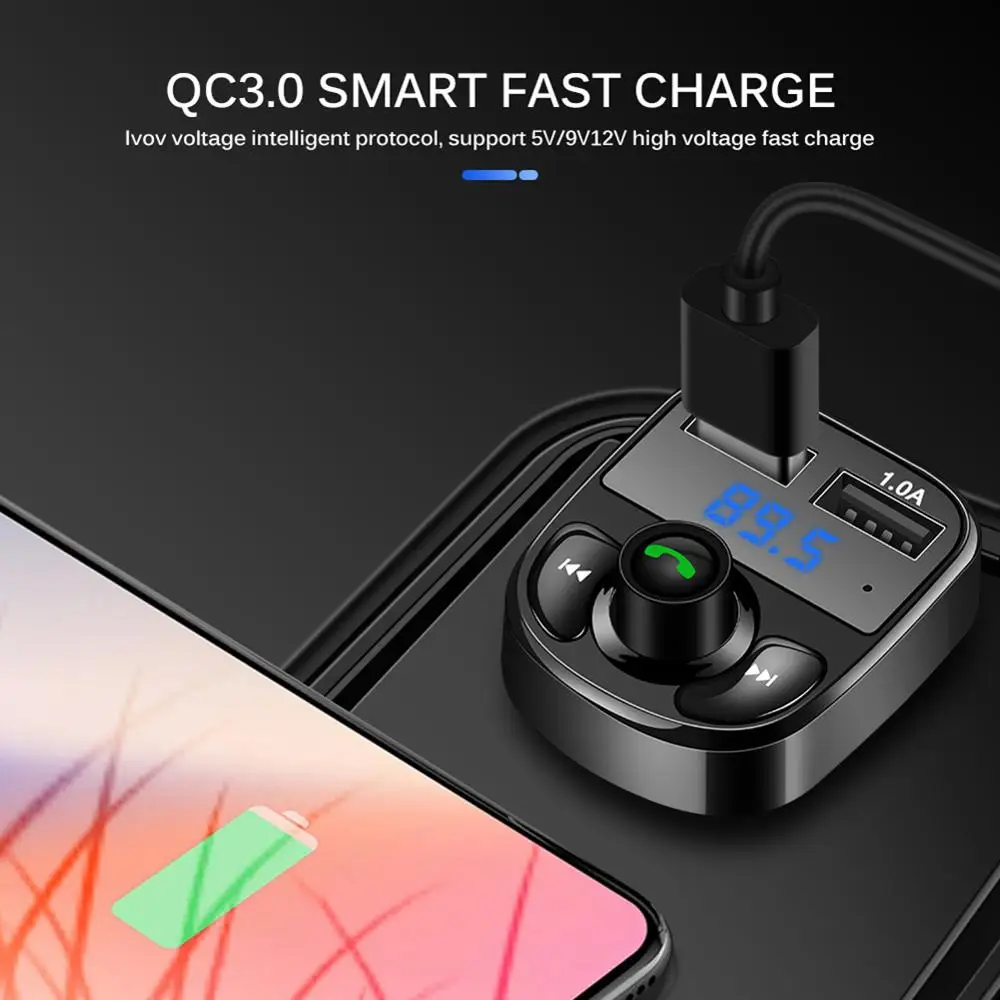 Многофункциональный Bluetooth fm передатчик для автомобиля с двумя портами 3 1 а USB