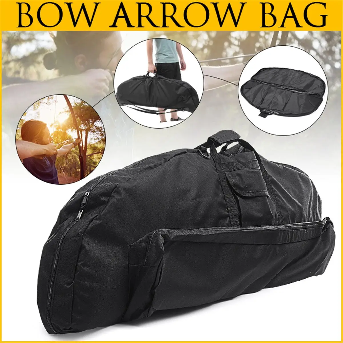 

Compound Bow Bag y Bow Carry Case Outdoor Sporting Waterproof Black Adult Outdoors Backpack Hunting Equipment 115cm 45In