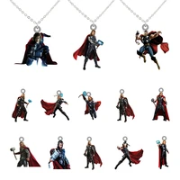 disney thor and hammer figure shape marvel avengers chain pendant fashion necklace boys men epoxy resin jewelry present xds508