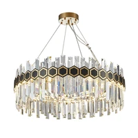 led modern art deco crystal clear designer led chandelier lighting lustre suspension luminaire lampen for foyer
