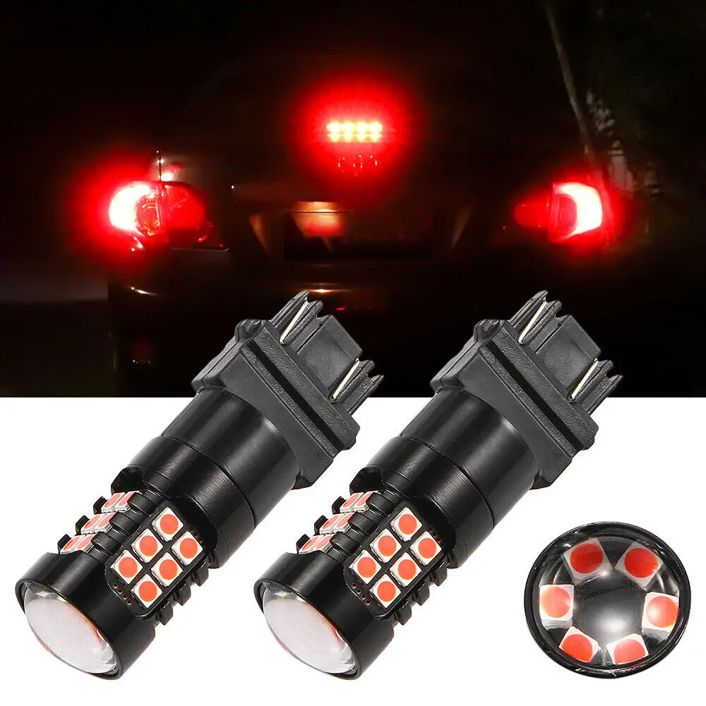 

2PCS 3157 Red 30-SMD LED Strobe Brake Light Flashing Safety Blink Red Flashing Strobe Blinking For Tail Parking Bulb