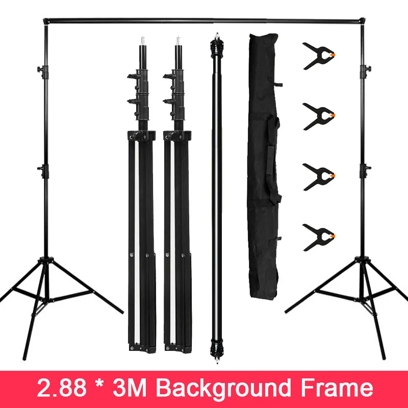 

2.8x3M Adjustable Background Frame Photography Backdrop Support System Stands Carry Bag Light Kit for Photographic Video Studio