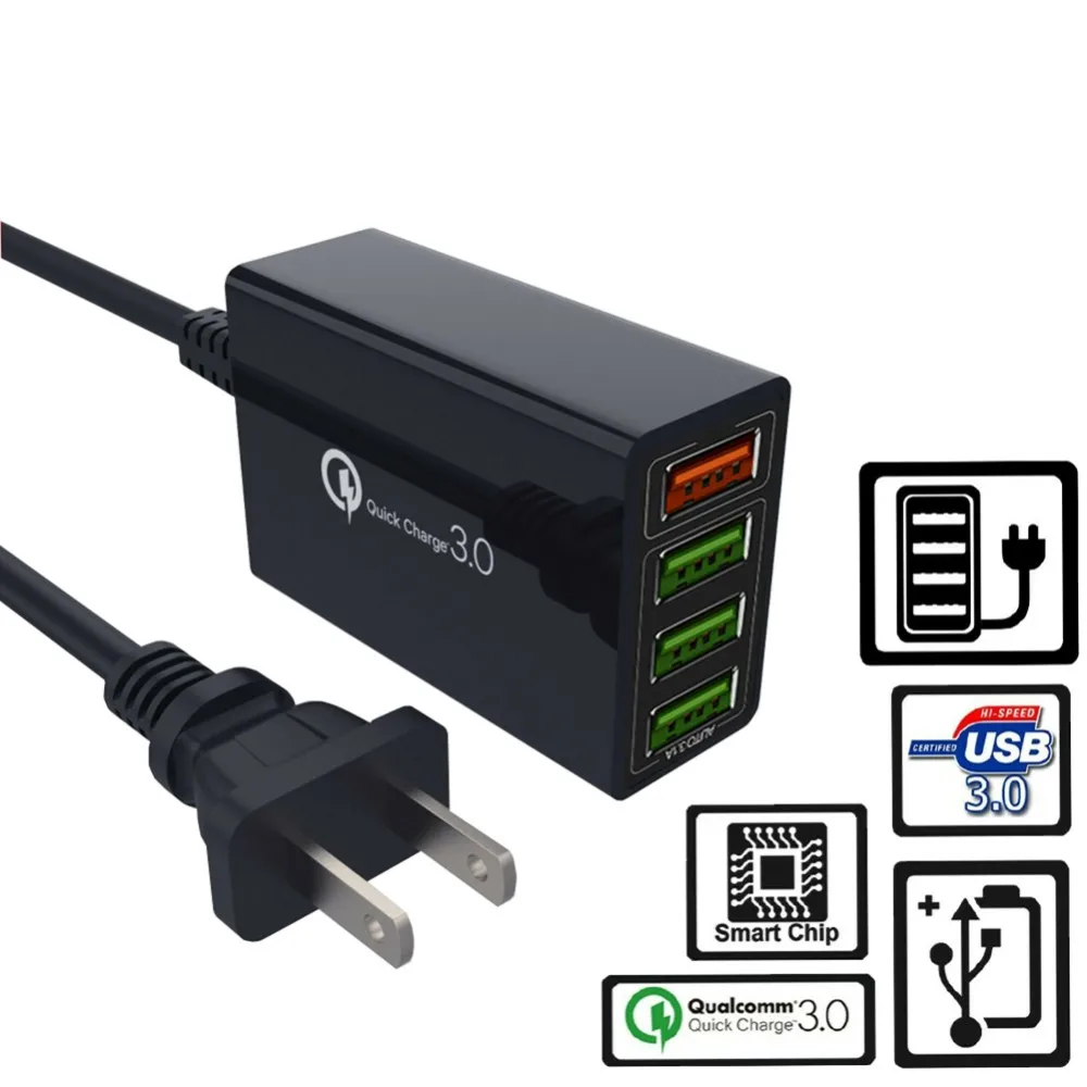 

Быстрое зарядное устройство, зарядная станция, концентратор 60 Вт, 4 USB-порта, зарядная станция 3,0 с 4 USB-портами
