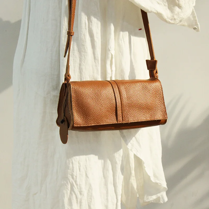 

Autumn Winter New Cow Leather Luxury Handbag Multicolor Triangle Cross-body Bag Elegant Simple Messenger Bag