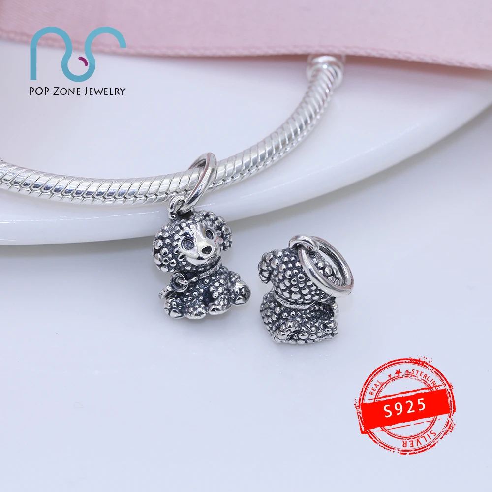 

Fit Original Pandora Charm Bracelets Poodle Puppy Dog Dangle Charm 925 Sterling Silver Fine Beads DIY New Jewelry
