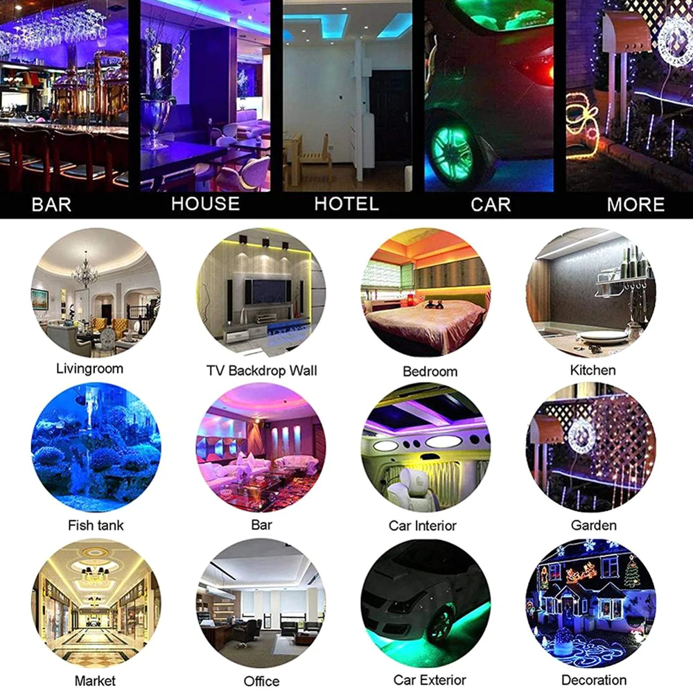 

1/2/5/10/20m RGB LED Strip String Lights IP33 3528 400 LEDS 12V + 44 KEY IR Controller Home Decorative Lights