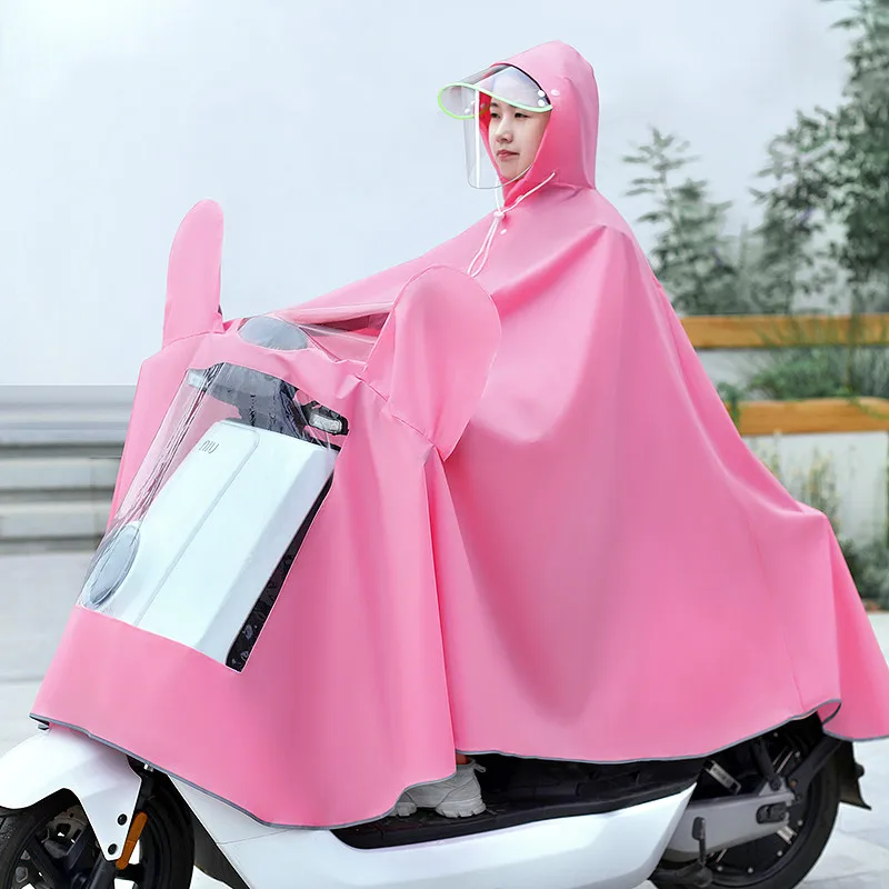 Длинное уличное пончо с капюшоном портативное розовое водонепроницаемое