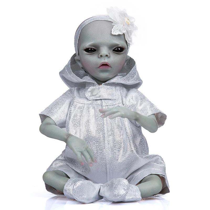 

NPK 14inch Reborn Baby Alien Finished Doll As Picture Detailed Handmade Painted Doll Collectible Blue Babies