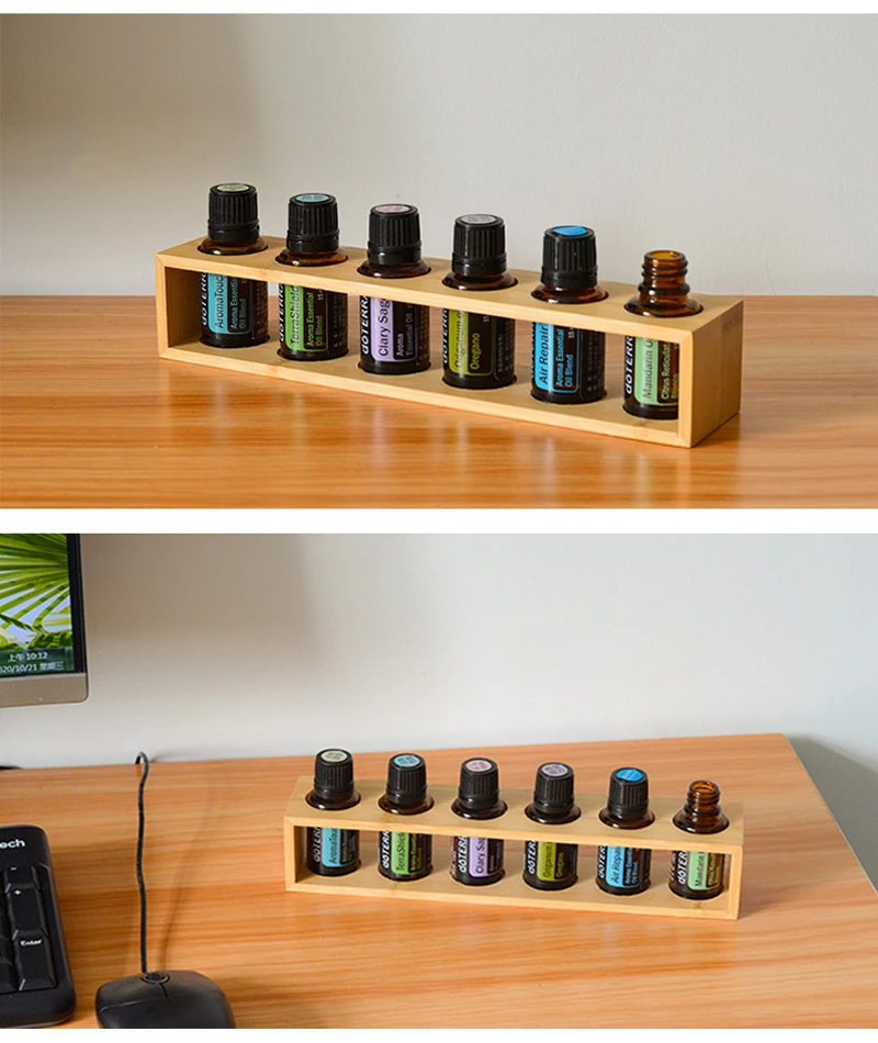 

Multi Hole Position Essential Oil Storage Case Bamboo Wood Essential Oil Shelf Essential Oil Storage Box Organizer Display Stand