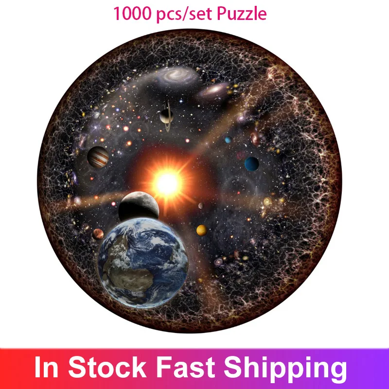 

1000 Pcs/set Round Geometrical Earth Moon Sky Jigsaw Puzzle Rainbow Adult Kids Puzzle Flat Educational Reduce Stress Kids Toys