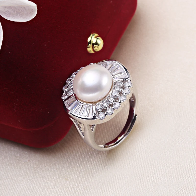 ZHBORUINI 2020 Big Pearl Ring Natural Freshwater Zircon 925 Sterling Silver Good Quality Jewelry For Women Wholesale | Украшения и