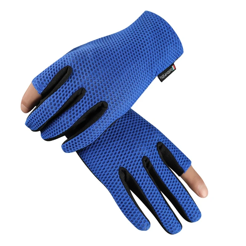 

Ice Silk Fishing Gloves 2 Exposure Finger Breathable Anti-slip Sunshade Handwear For Outdoor Cycling Fishing Sports