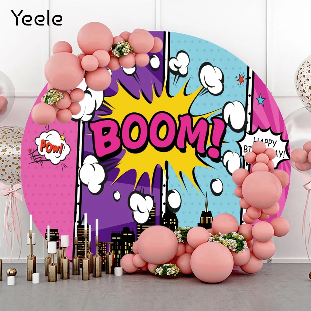 

Yeele взрослых День рождения стрелы круглый фон для фотографирования с изображением ярких чехол с изображением рок-н-ролл круг фон для фотоса...