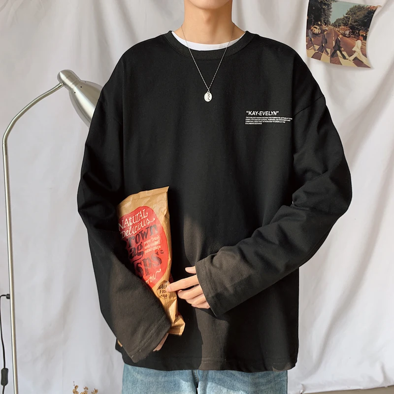 Мужская футболка с длинным рукавом Повседневная однотонная длинная оверсайз