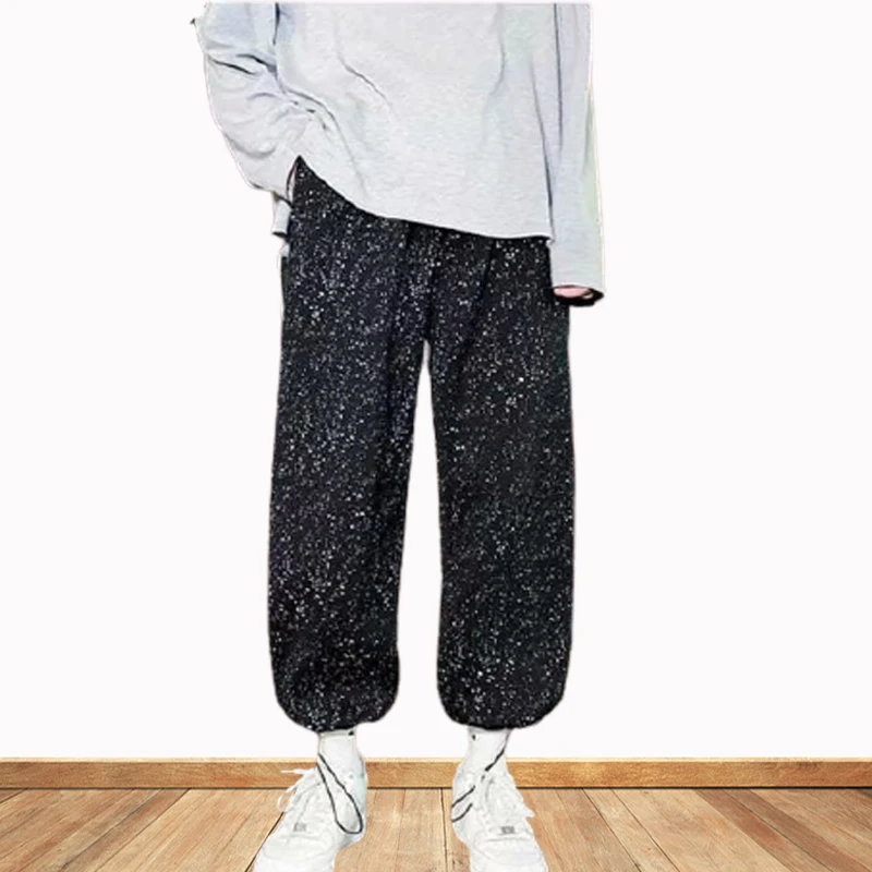 

Personality Comfortable Pants High Street Handsome Draped Drawstring Pants Men's Starry Hip-Hop Sweatpants