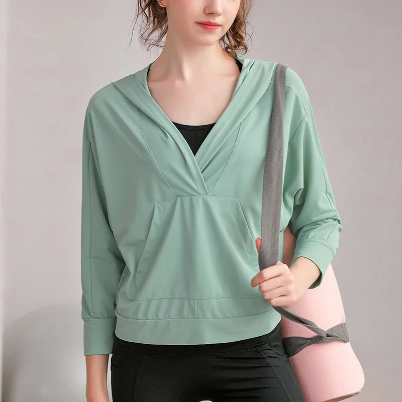 Толстовка для тренировок и бега женщин одежда спортзала карманы повседневный