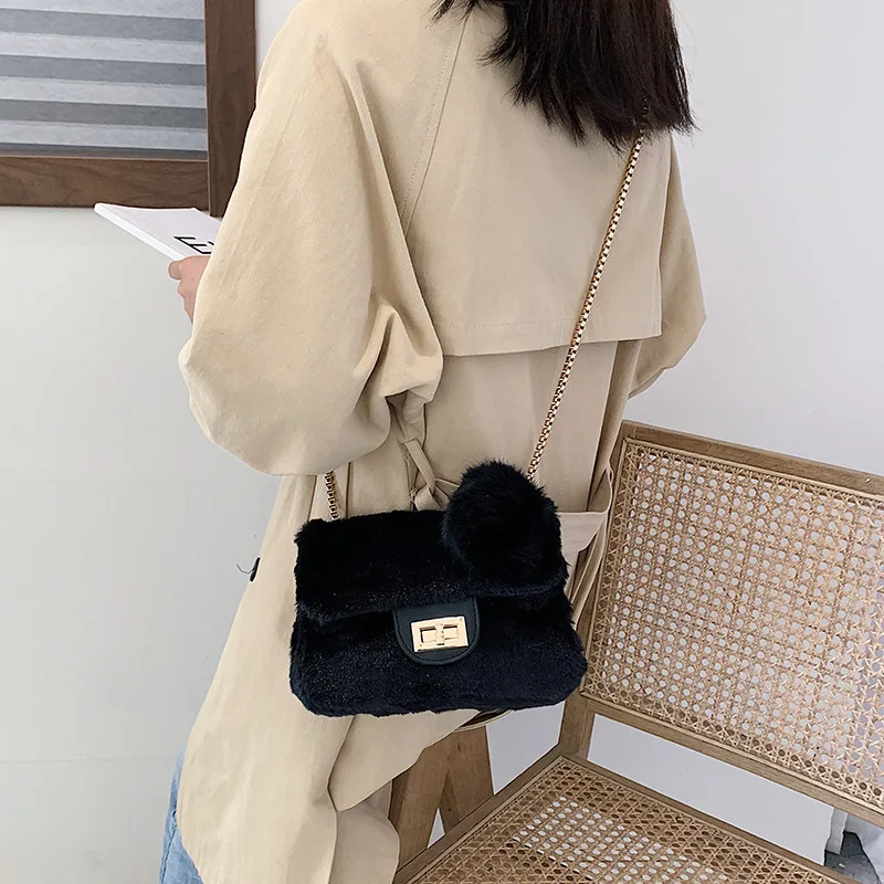 2019 зимние модные меховые роскошные сумки с маленькой цепочкой и леопардовым