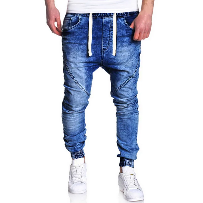 

Vogue Pop Mens Harem Joggers Jeans Pants Nice Fashion Basic Solid Elastic Waist Trousers VogueMens Hip Pop Hot Tide Pants